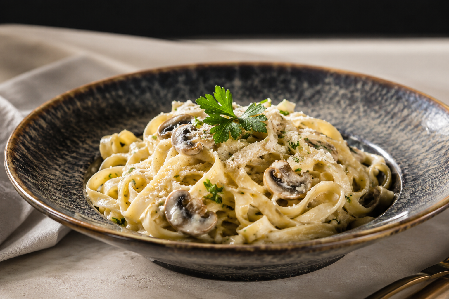 Tagliatelle al ragù w eleganckim naczyniu