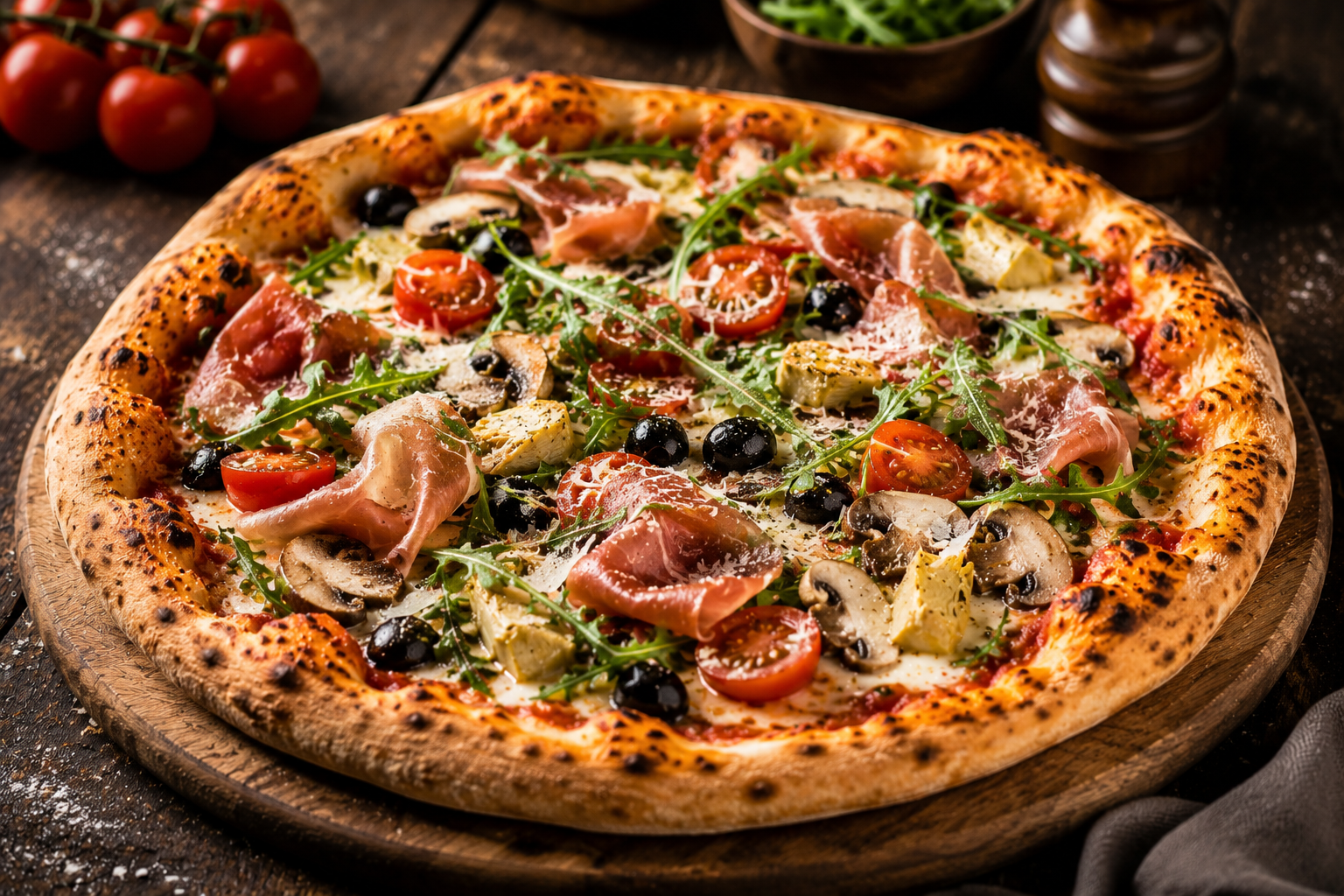 Pizza quattro formaggi z rukolą
